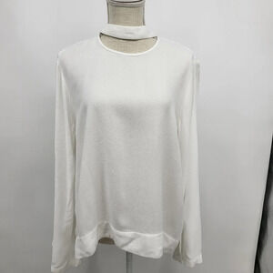 Cloth & Stone Anthropologie White Chocker Bell Sleeve Blouse Sz M